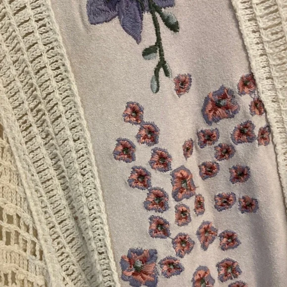 Handmade Boho Crochet Cardigan with Floral Embroidery - Picture 4 of 14